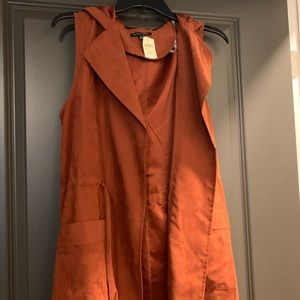 Burnt Orange Sleevless Hooded Jacket